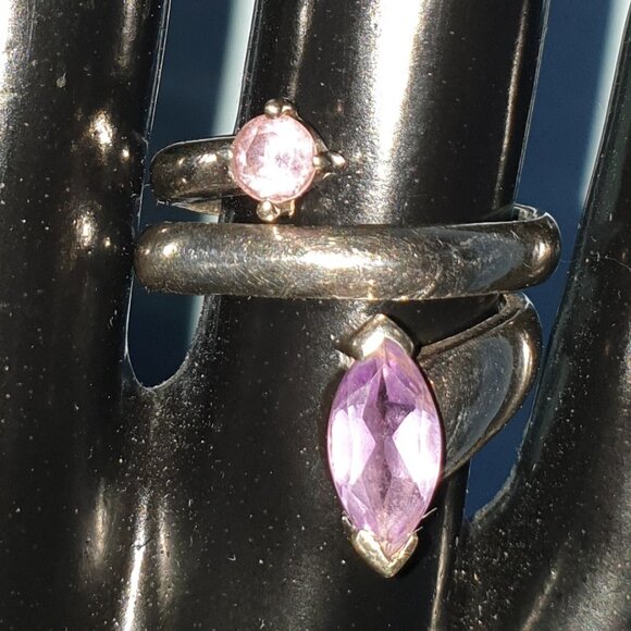 Vintage Fancy Natural Amethyst 925 Sterling Silver Wrap Ring - Picture 6 of 12